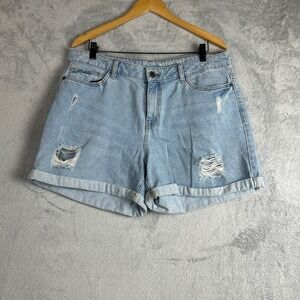 Noisy‎ May Light Wash Distressed Denim Shorts Cuffed Women's Size Small